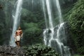 Water. Healthy Man With Body Near Waterfall. Healthcare