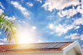 Water Heating System on the Roof of the House in a Sunny and Cloudy Day