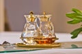 Water and wine on the altar ready for mass Royalty Free Stock Photo