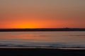 water, horizon in sunset light, orange colors Royalty Free Stock Photo