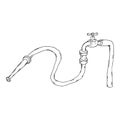 Garden hose. Water hose with water. Vector illustration of a water hose for the garden Royalty Free Stock Photo