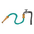 Garden hose. Water hose with water. Vector illustration of a water hose for the garden Royalty Free Stock Photo