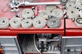 Water hoses on top of a firefighter vehicle