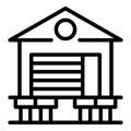 Water house icon outline vector. Forest cabin