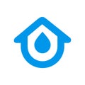 Water house logo design, home with water droplet logo icon vector