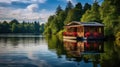 water houseboat on lake Royalty Free Stock Photo