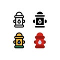 Water Hydrant Fire Fighter Icon, Logo, and illustration