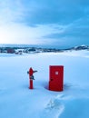 Water hydrant in snow in sunset at Zlatibor Royalty Free Stock Photo