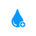 Water icon with add sign. Water icon and new, plus, positive symbol