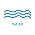 Water icon or logo in modern line style. High quality blue outline pictogram for web site design and mobile apps Royalty Free Stock Photo