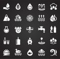 Water icon set on black background for graphic and web design, Modern simple vector sign. Internet concept. Trendy symbol for Royalty Free Stock Photo