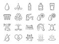 Water icon set. Included icons as water drop, moisture, liquid, bottle, litter and more. Royalty Free Stock Photo