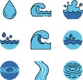 Water Icon Sets in Vector Royalty Free Stock Photo