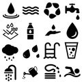Water icons. Vector line icons set. Premium quality. Simple thin line design. Modern outline symbols collection, pictograms. Royalty Free Stock Photo