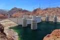 Low Water Levels at Hoover Dam at the Western End of Lake Mead during Drought, Arizona, Desert Southwest, USA