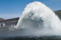 Water jet being released from the Lucky Peak Dam Royalty Free Stock Photo