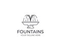 Water jet fountain logo template. Linear fountain silhouette vector design Royalty Free Stock Photo