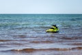 Water jet ski at the blue sea shore on a sunny day with copy space for text. Nobody Royalty Free Stock Photo