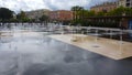 Water jets of Miroir dEau, Nice sightseeing, famous attraction place, travel