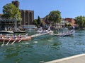 Languedoc water jousting tournament in southern France Royalty Free Stock Photo