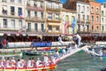 Water Jousting performance in Sete, Languedoc-Roussillon, south of France Royalty Free Stock Photo