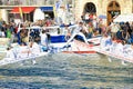 Water Jousting performance in Sete, Languedoc-Roussillon, south Royalty Free Stock Photo