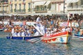 Water Jousting performance in SÃÂ¨te, Languedoc-Roussillon, south of France Royalty Free Stock Photo