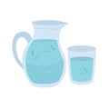 Water jug and glass vector illustration, isolated on white backround Royalty Free Stock Photo