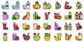 Water Juice and Smoothie vector icon set, filled style Royalty Free Stock Photo