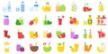Water Juice and Smoothie vector icon set, flat style Royalty Free Stock Photo
