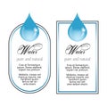 Water labels with drop on white