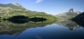 Water, lake and mountain in Tena valley