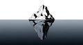 Iceberg illustration with a distinct contrast between the visible white portion above Royalty Free Stock Photo