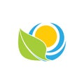 Water leaf sun nature life symbol logo vector
