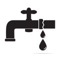 Water leak from Faucet icon illustration