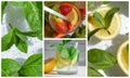 Water with lemon, mint, detox , cool collage fresh