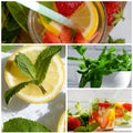 Water with lemon, mint, detox , cool collage