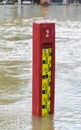 Water level indicator in a flooded river