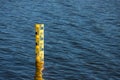 Water level meter located in the water of the dam. Concepts for natural resources. Water level gauges in the background is the re