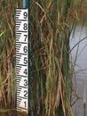 Water level meter after low rainfall Royalty Free Stock Photo