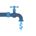 water like dollar sign flowing out tap Royalty Free Stock Photo