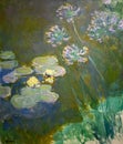 Water-Lilies and agapanthus by French Impressionist painter Claude Monet Royalty Free Stock Photo