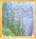 Water-Lilies, Reflection of a Weeping Willow, painting in frame, by Claude Monet Royalty Free Stock Photo