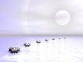Water lilies steps to the sun - 3D render Royalty Free Stock Photo
