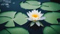 Water lilly in the pond with white flower. Royalty Free Stock Photo