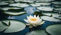 Water lilly in the pond with white flower. Royalty Free Stock Photo