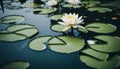 Water lilly in the pond with white flower. Royalty Free Stock Photo