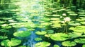 Water lily blooming on a lake. Royalty Free Stock Photo