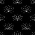 Water lily flower icon. Lotus line symbol Simple illustration of water lily flower vector icon for web. silhouette white on black Royalty Free Stock Photo