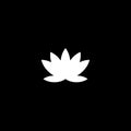 Water lily flower icon. Simple illustration of water lily flower vector icon for web. white silhouetteon black background